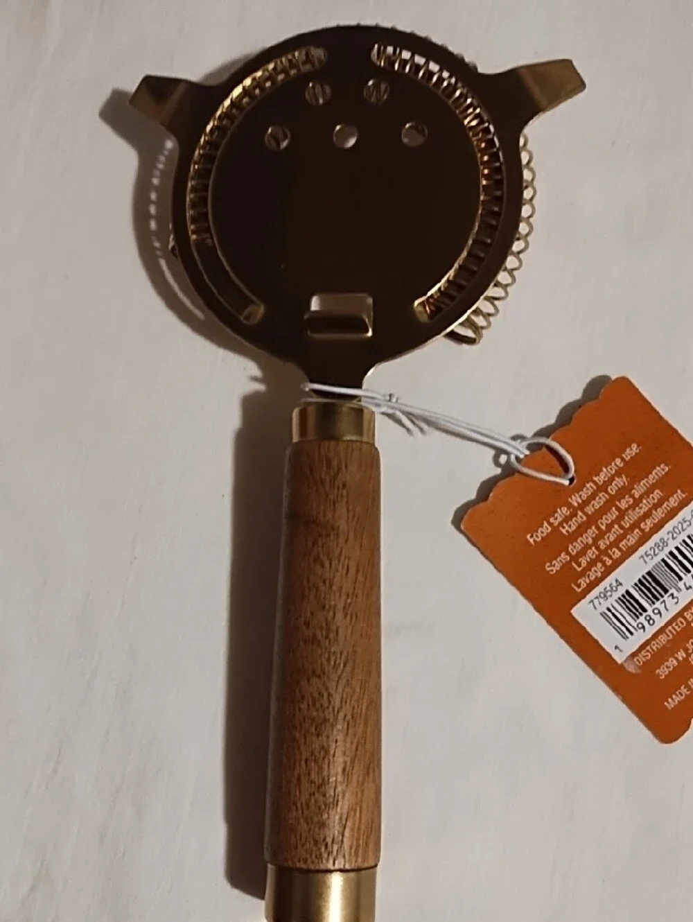 Ashland Gold and Wood Cocktail Strainer NWT.